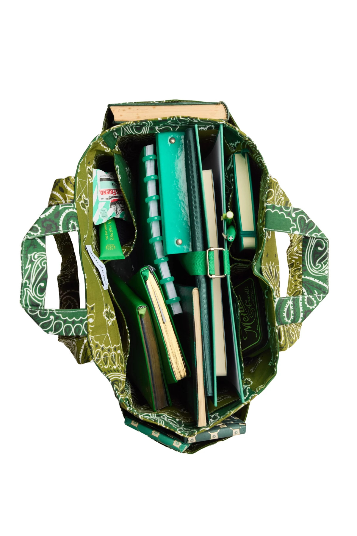 BRONZE/VERT WEEK-END Bandana Patchwork Cotton Picnic Bag image number 4