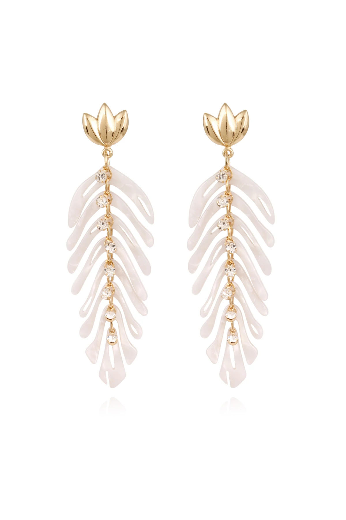 011 WHITE Cavallo Leaf Earrings image number 1