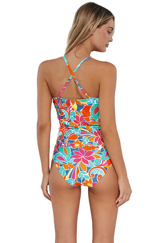 FESTIVE FLORAL SANDBAR RIB Simone Convertible Strap Tankini Top