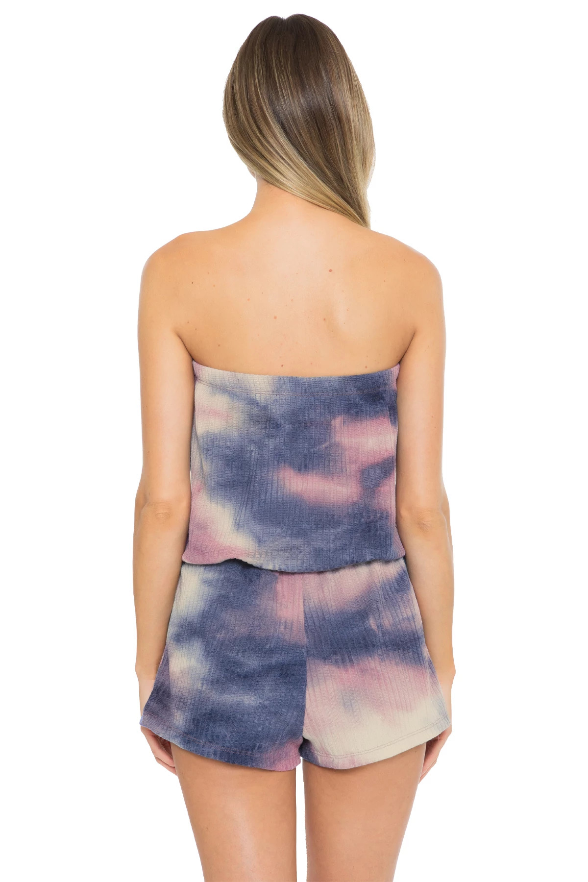 ORCHID/SAPPHIRE Tie Dye Strapless Romper image number 3