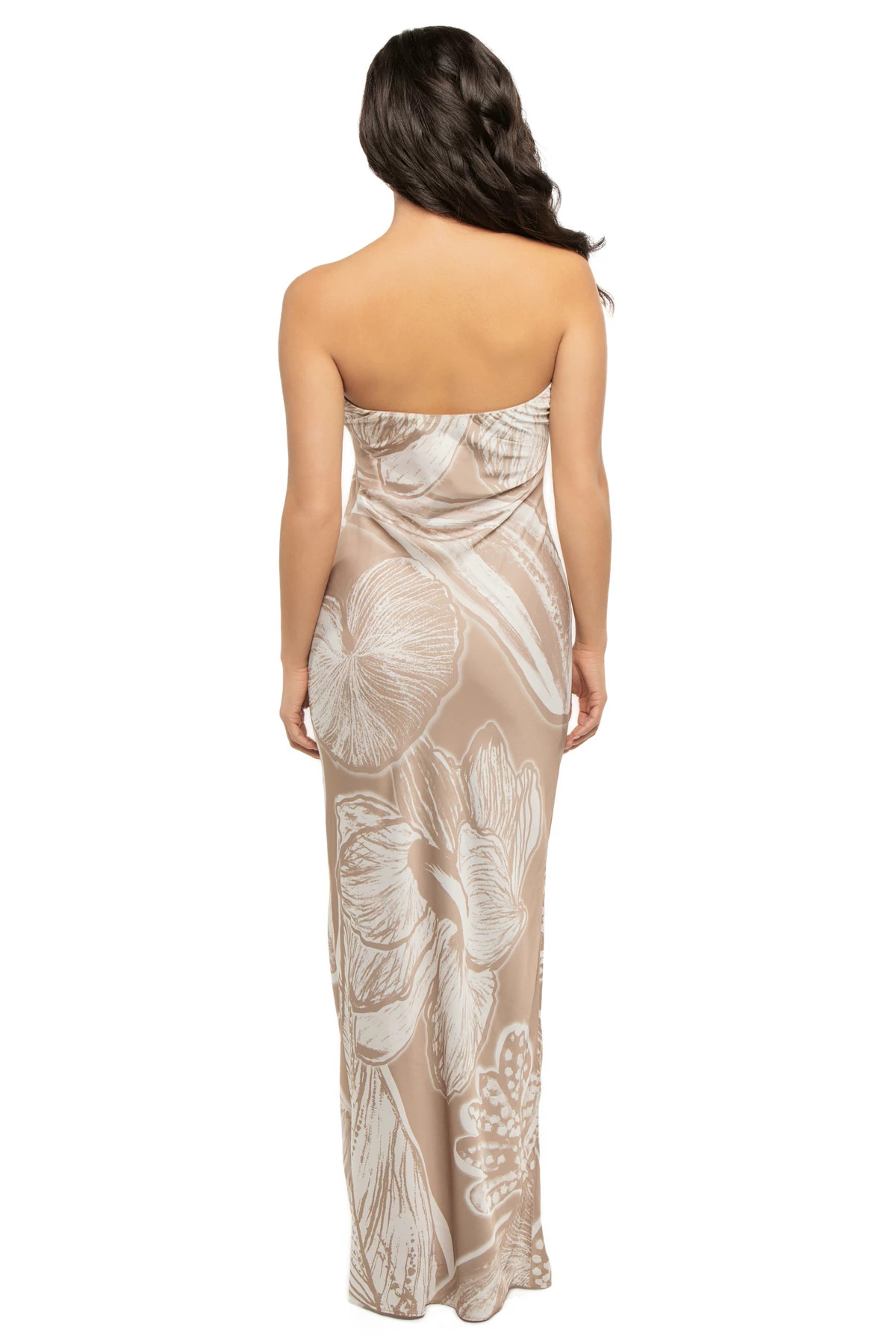 LIGHT BROWN AND WHITE Bandeau Maxi Dress image number 2