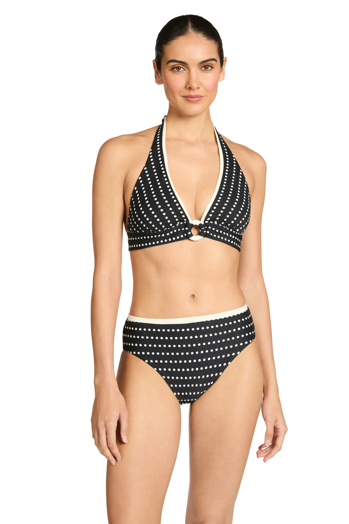BLACK/ECRU Millie Halter Banded Bikini Top image number 1