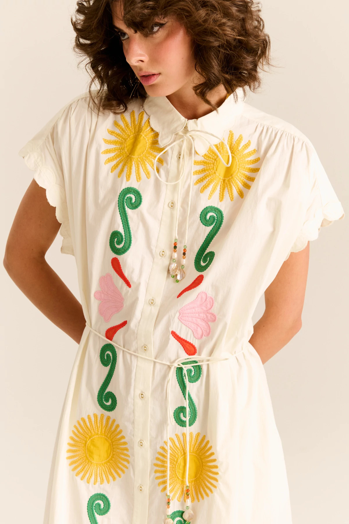 OFF WHITE Valerie Embroidered Caftan Dress image number 4