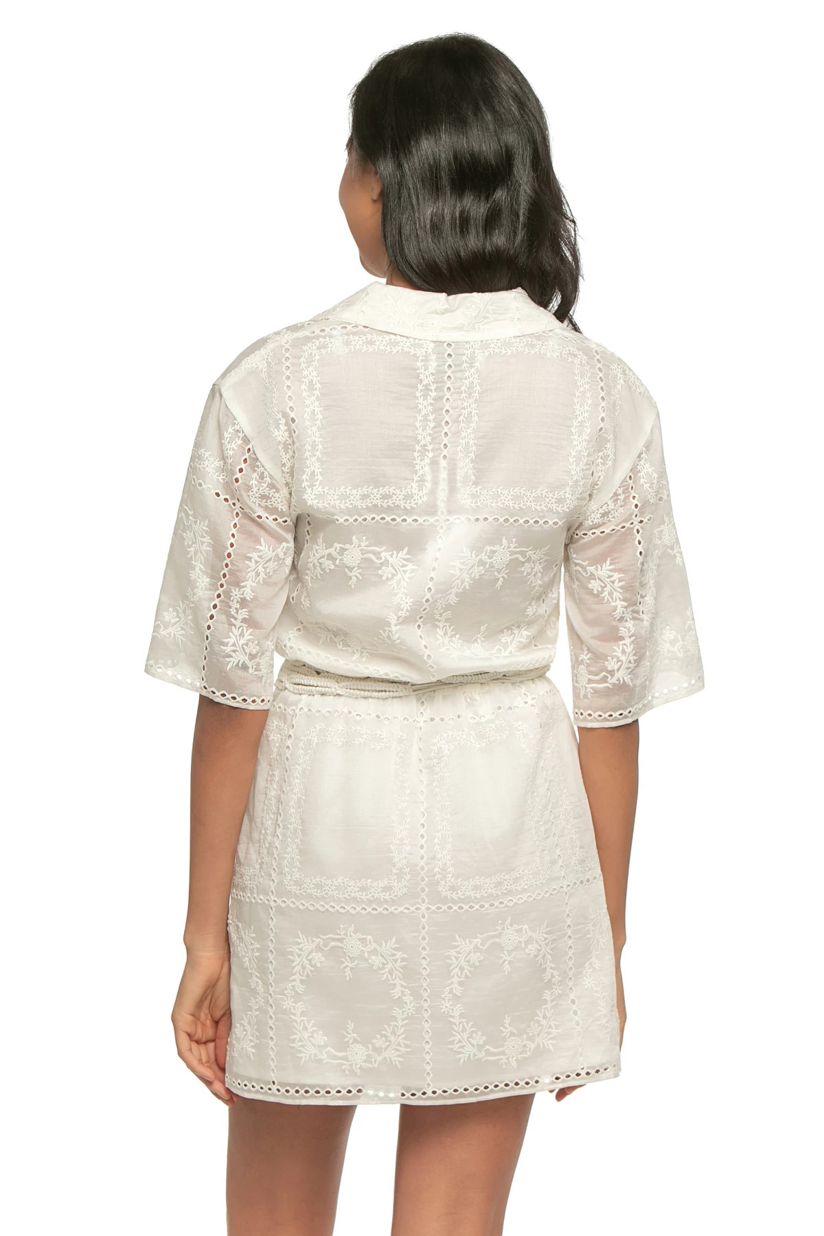 WHITE Elowen Embroidered Eyelet Mini Dress image number 2