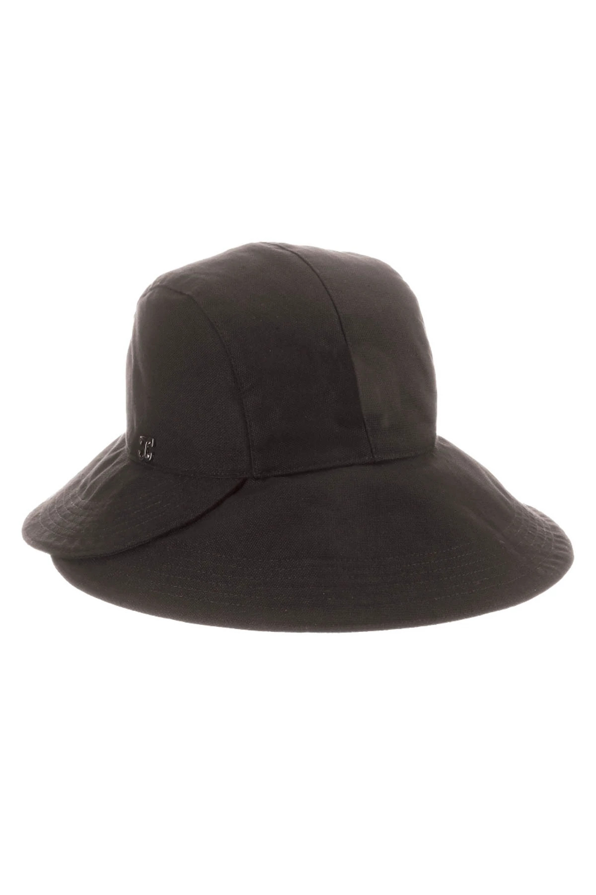 BLACK Black Cotton Split Brim Sun Hat image number 1
