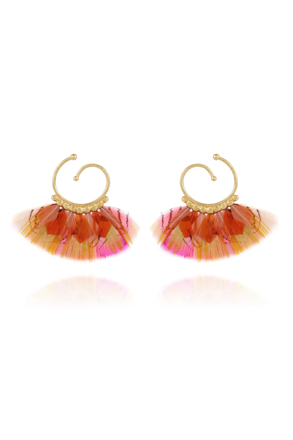 061 RED Buzios Feather Earrings image number 1