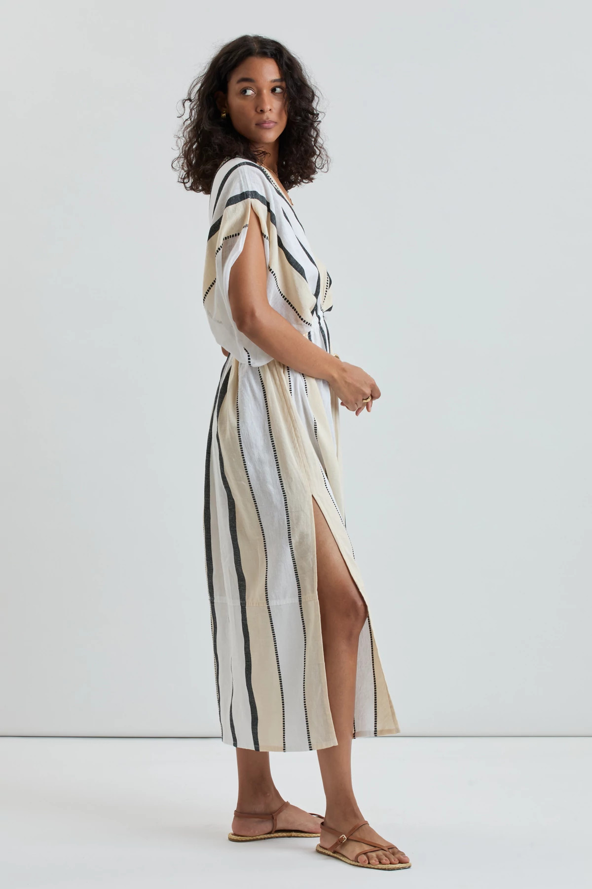 TOMOCA CREAM Leila Plunge Maxi Dress image number 5
