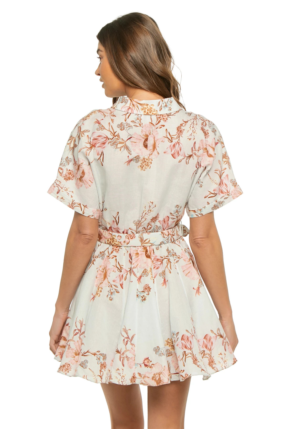 BLUE Floral Linen Blend Mini Dress image number 2