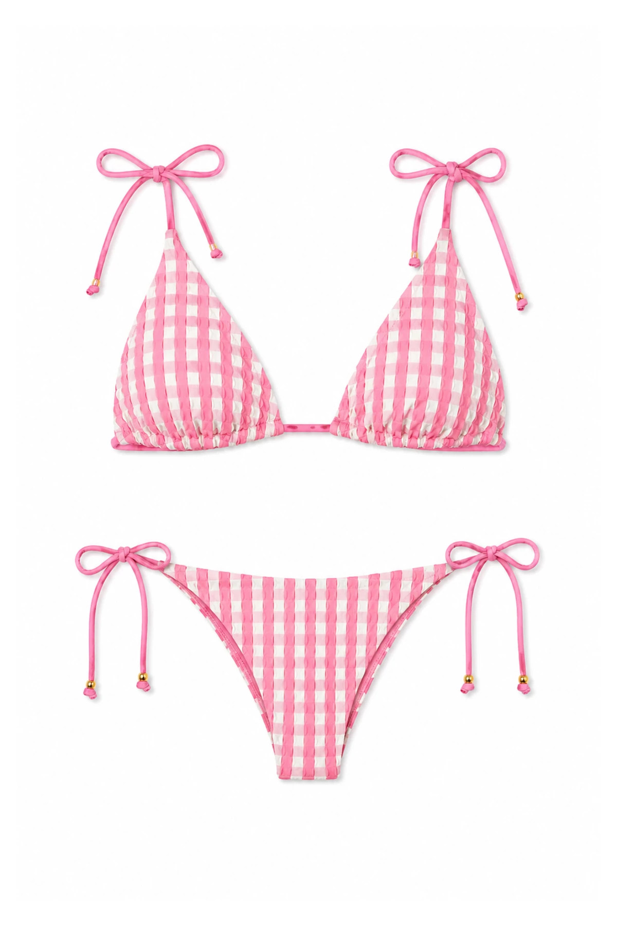 BEGONIA PINK Bella Gingham Hipster Bikini Bottom image number 3