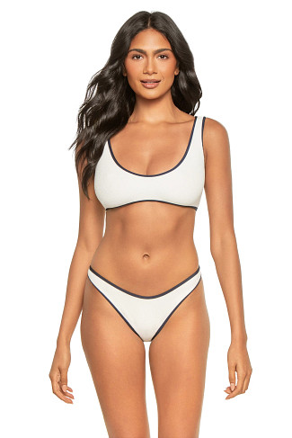 WHITE RIDGES/NAVY Vigo Pucker Bralette Bikini Top