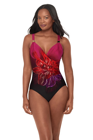BLACK/MULTI Siren Surplice One Piece Swimsuit
