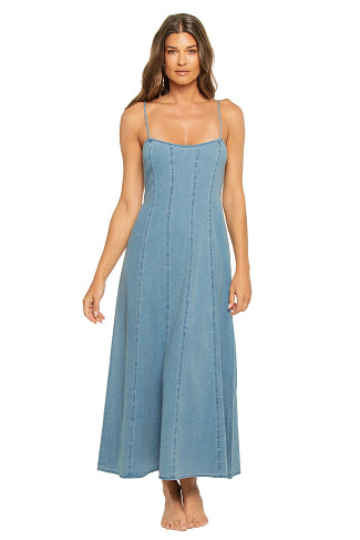 CLASSIC INDIGO Leonora Denim Lace-Up Maxi Dress