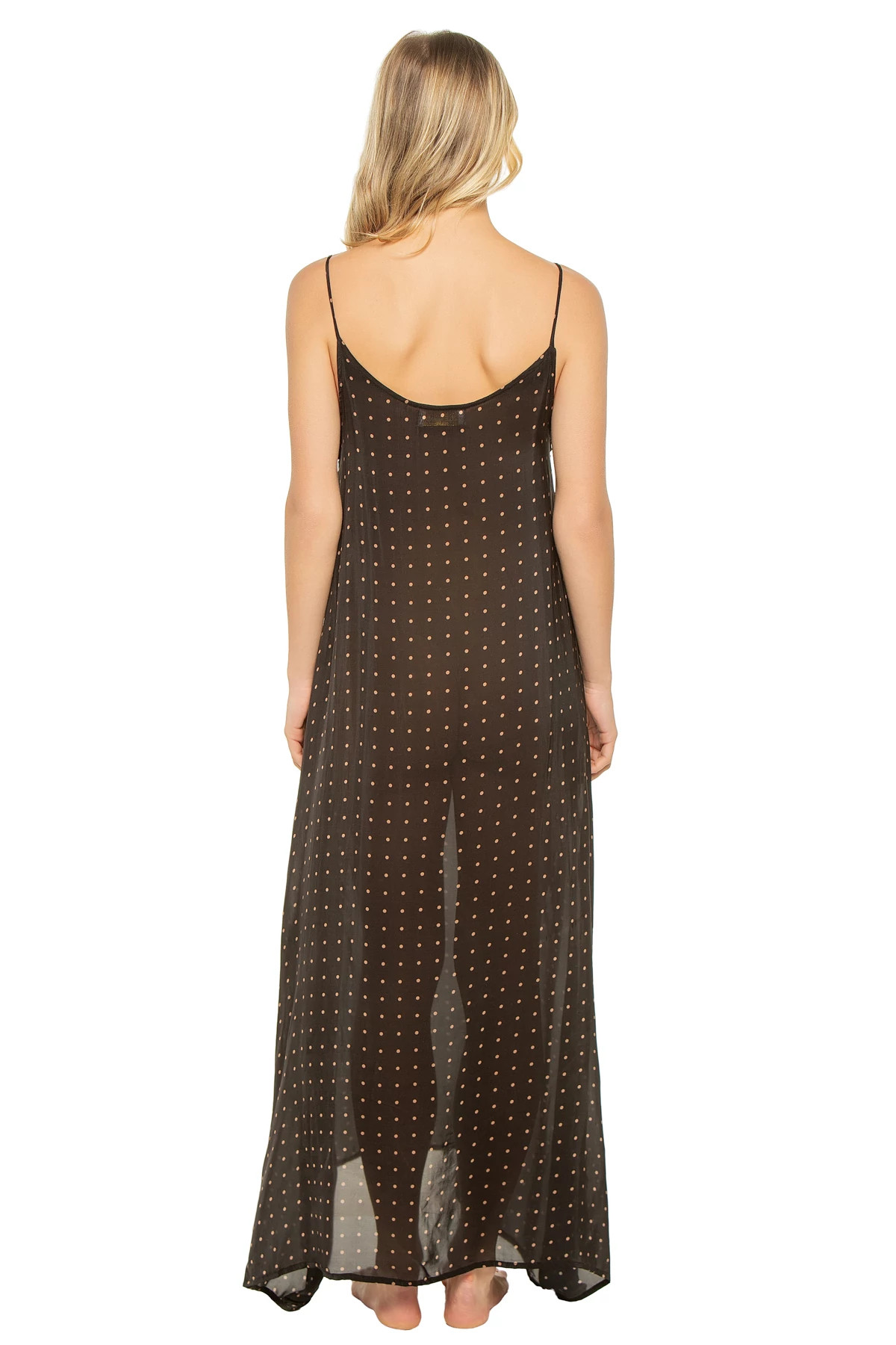 PETITE POLKA DOT BLACK AND TAN Heather Maxi Dress image number 2