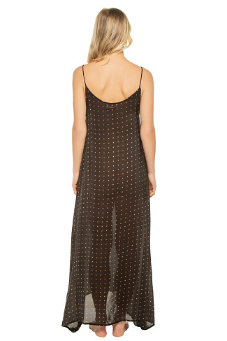 PETITE POLKA DOT BLACK AND TAN Heather Maxi Dress