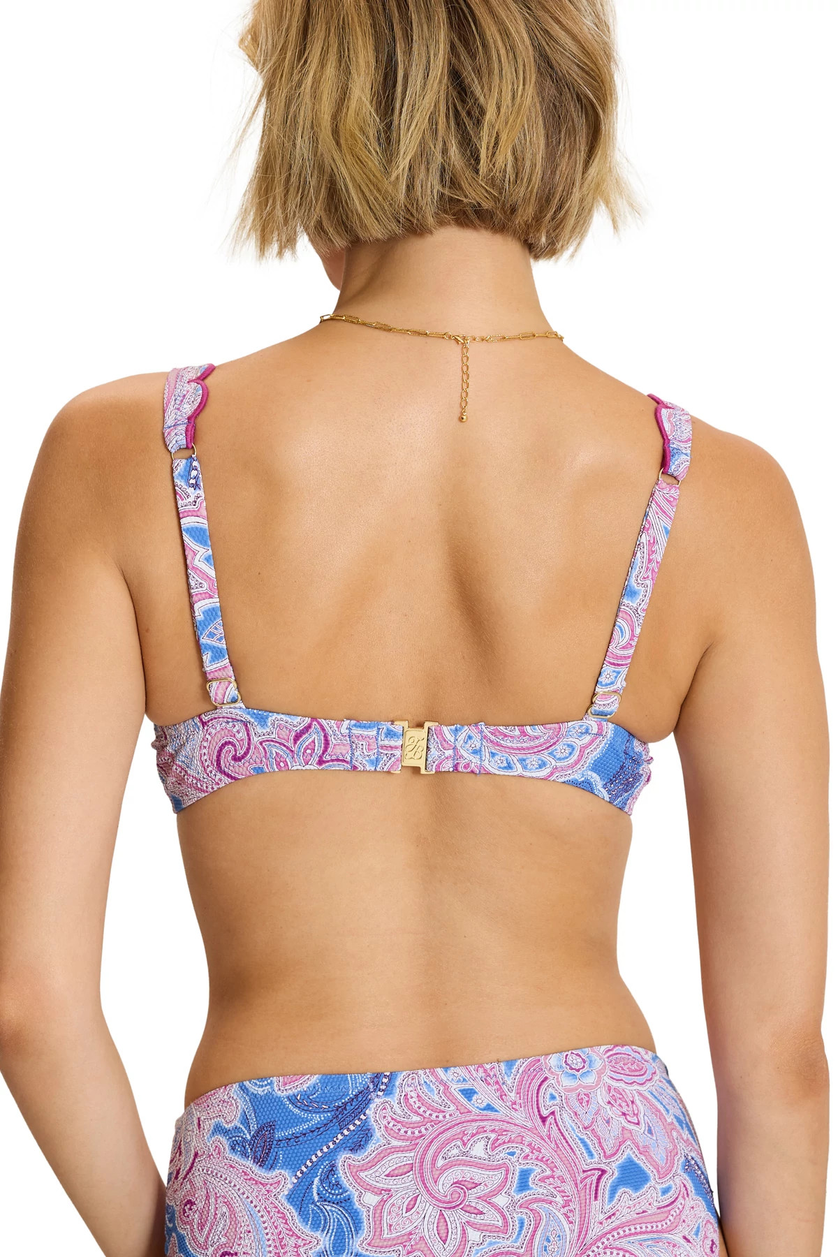 PARADISO BLUE Textured Paisley Underwire Bikini Top image number 2