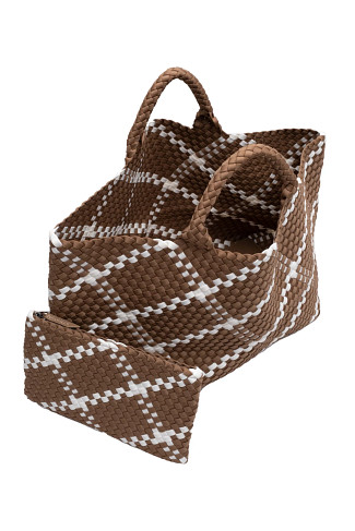 CACAO Large Neoprene Basket Weave Tote