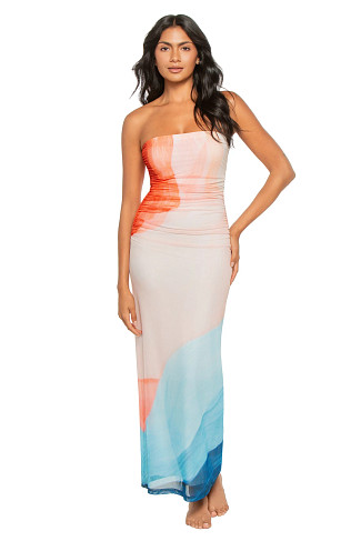 TIDAL DRIFT Sura Mesh Strapless Maxi Dress