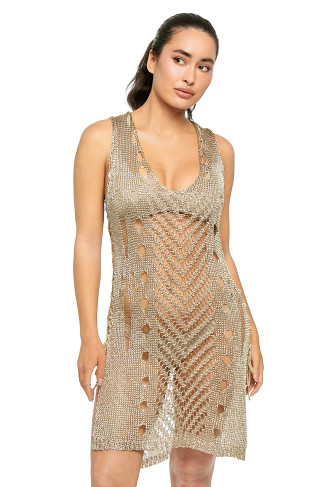 GOLD Crochet Mini Dress