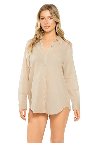 SAND/NAVY Destinations Cotton Shirt Dress