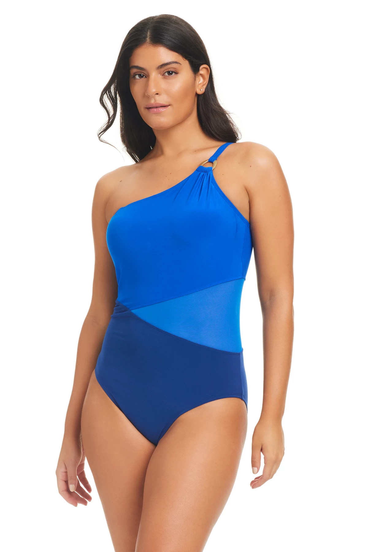 DEEP SEA Asymmetrical Mesh One Piece Swimsuit image number 1