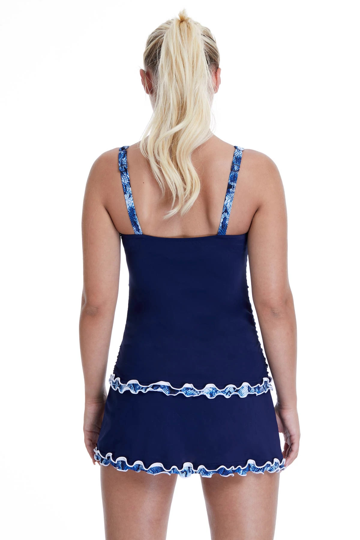 NAVY Ruffle Underwire Tankini Top (D-Cup) image number 2