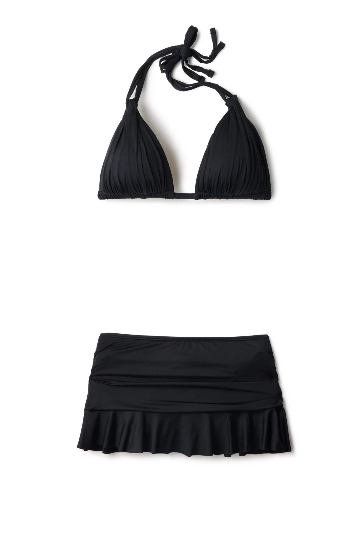 BLACK Shirred Flirty Skirted Hipster Bikini Bottom image number 3