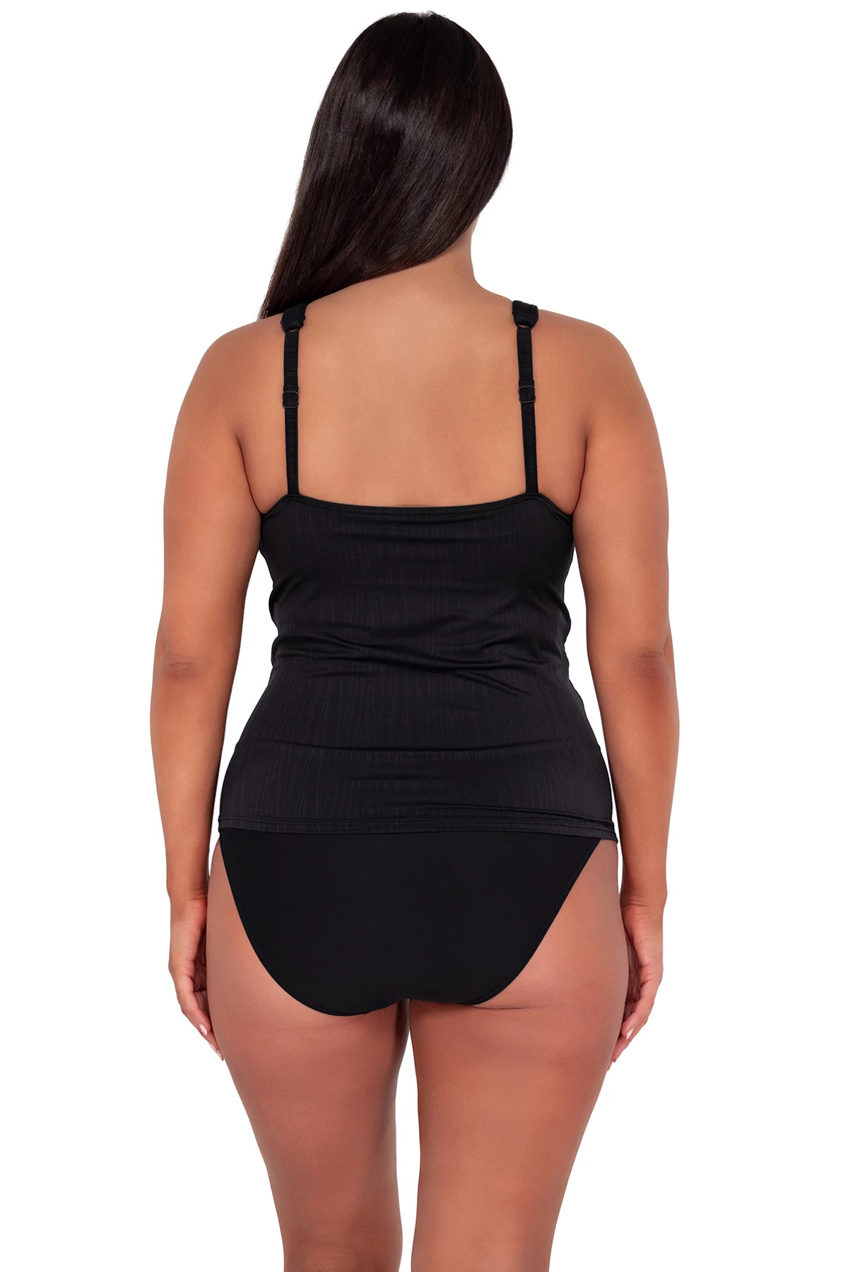 BLACK SEAGRASS TEXTURE Emerson Tankini Top image number 3