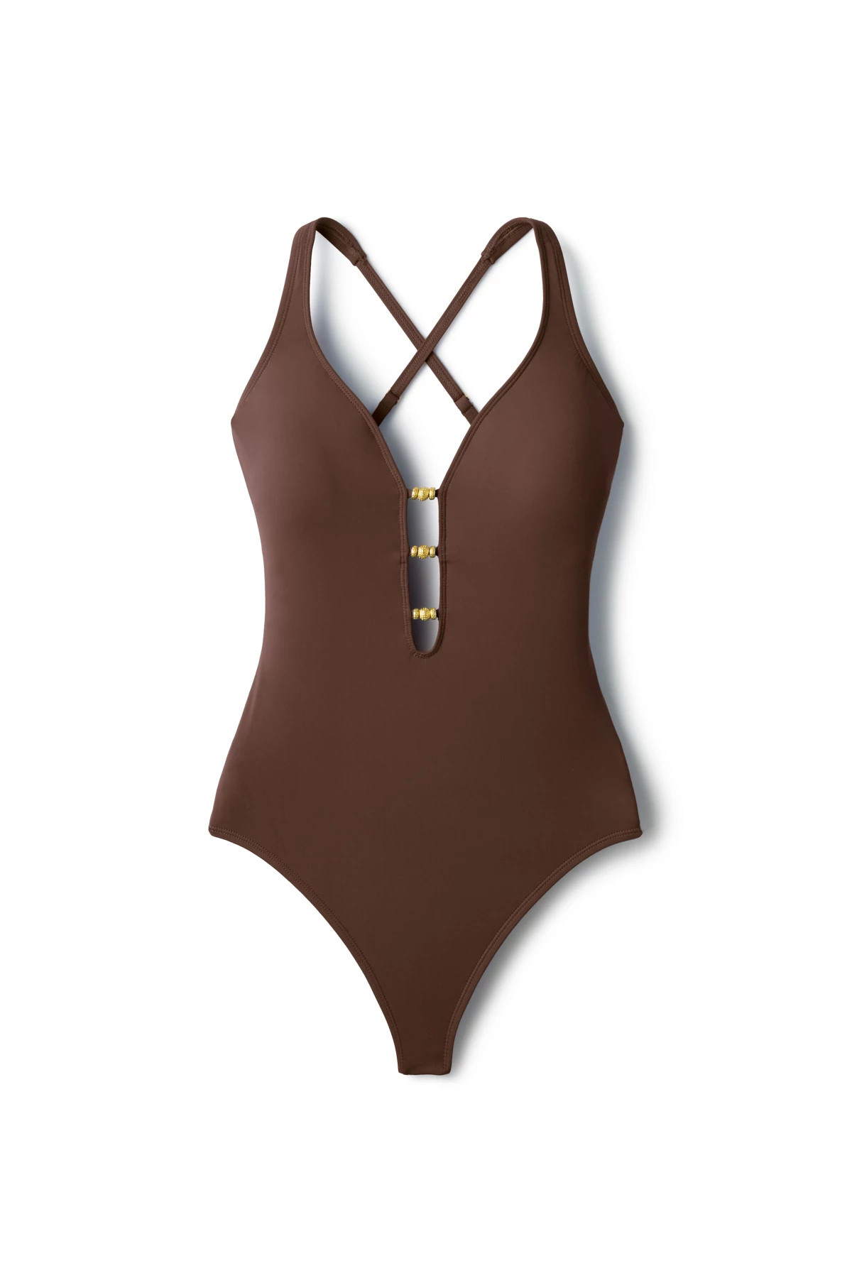 HICKORY Beaded Plunge One Piece Swimsuit image number 3