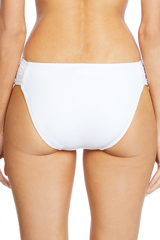 WHITE Amy Ribbed Tab Side Hipster Bikini Bottom