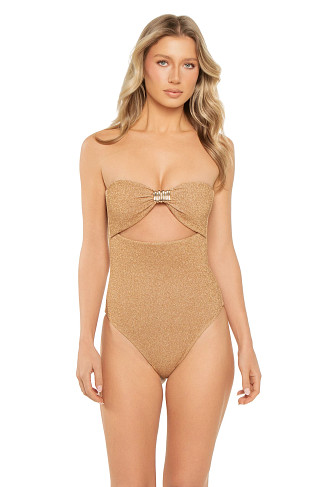 GOLD SHIMMER Izzie Metallic Bandeau One Piece Swimsuit