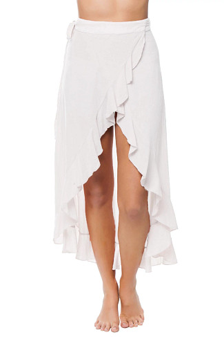 WHITE Tulip Hem Ruffle Skirt