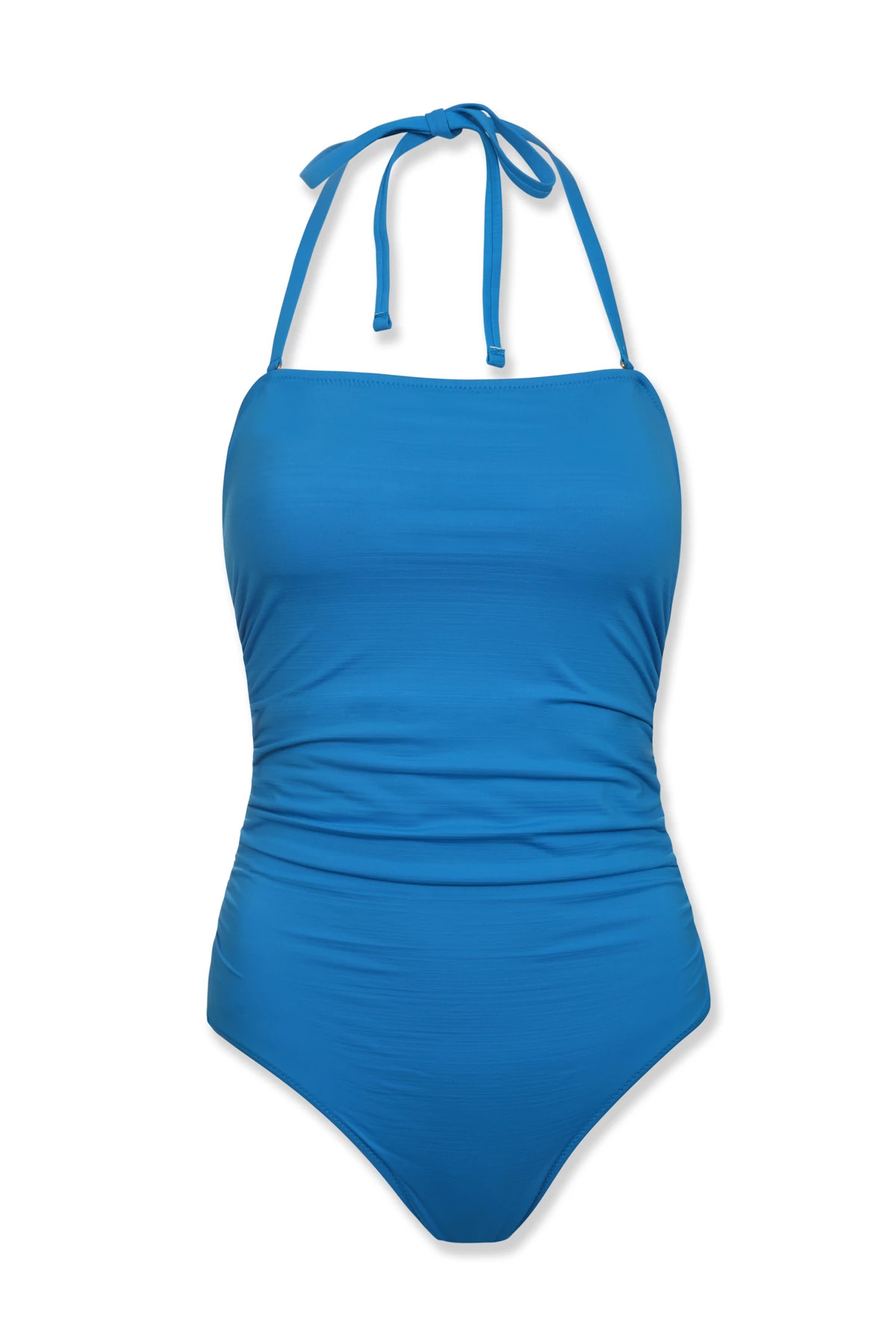 AZURE BLUE Textured Eco Bandeau One Piece Swimsuit image number 5