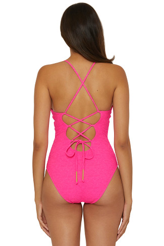 LOVE ALL PINK Indio Plunge One Piece Swimsuit