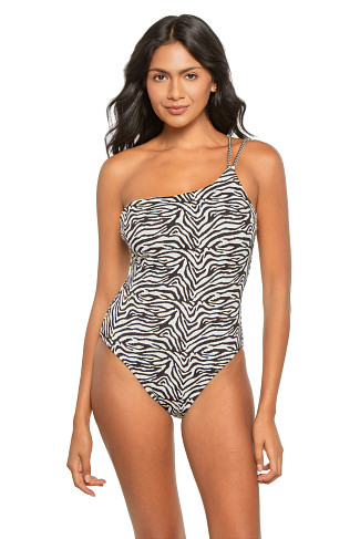 BLACK Karmin Zebra One Shoulder One Piece