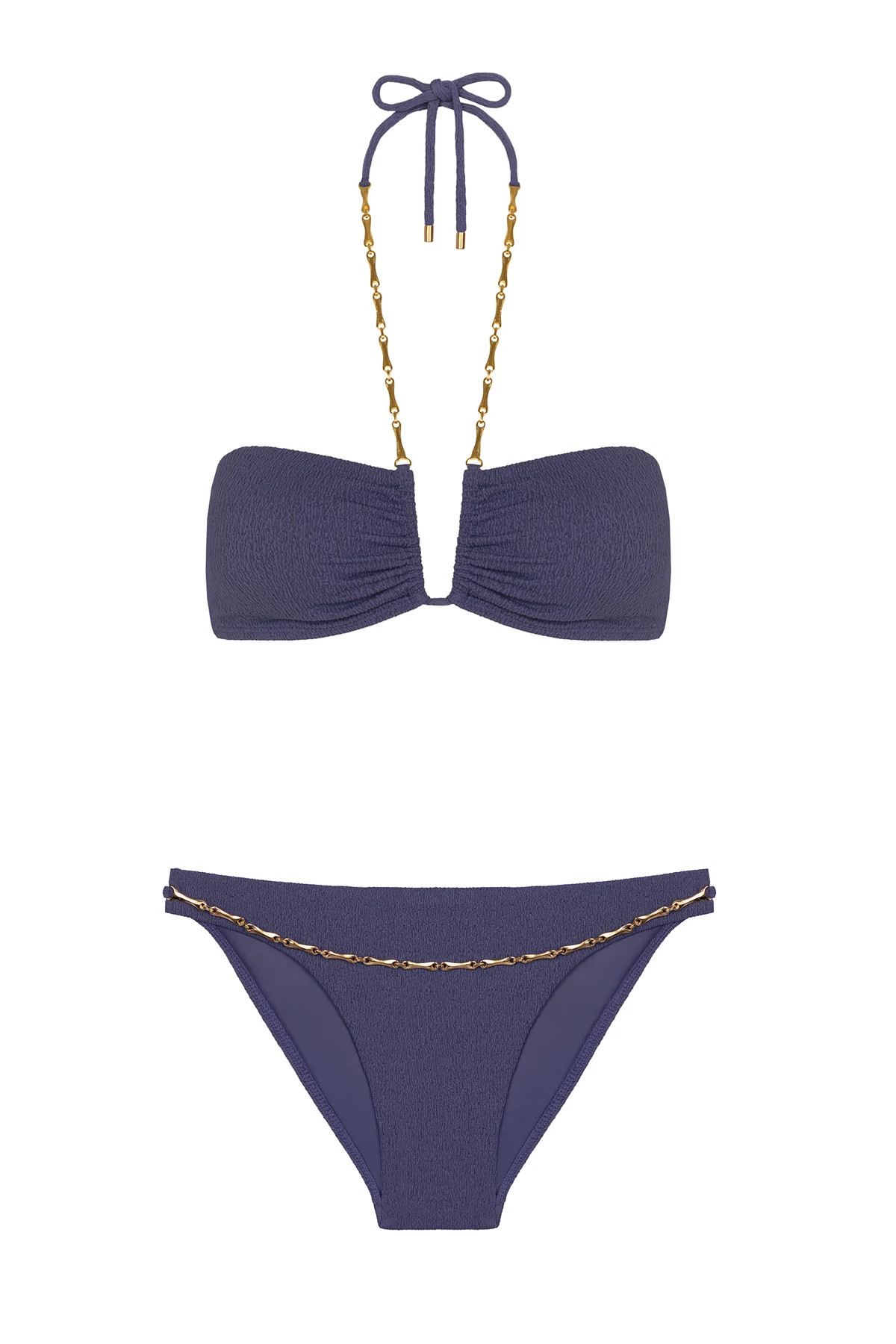 FIRENZE VERONA Bell Textured Chain Bandeau Bikini Top image number 5