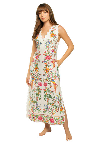 DELICATE FOREST OFF-WHITE Forest Linen Midi Dress