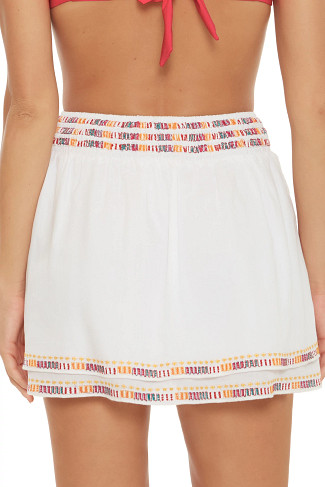 WHITE Embroidered Mini Skirt