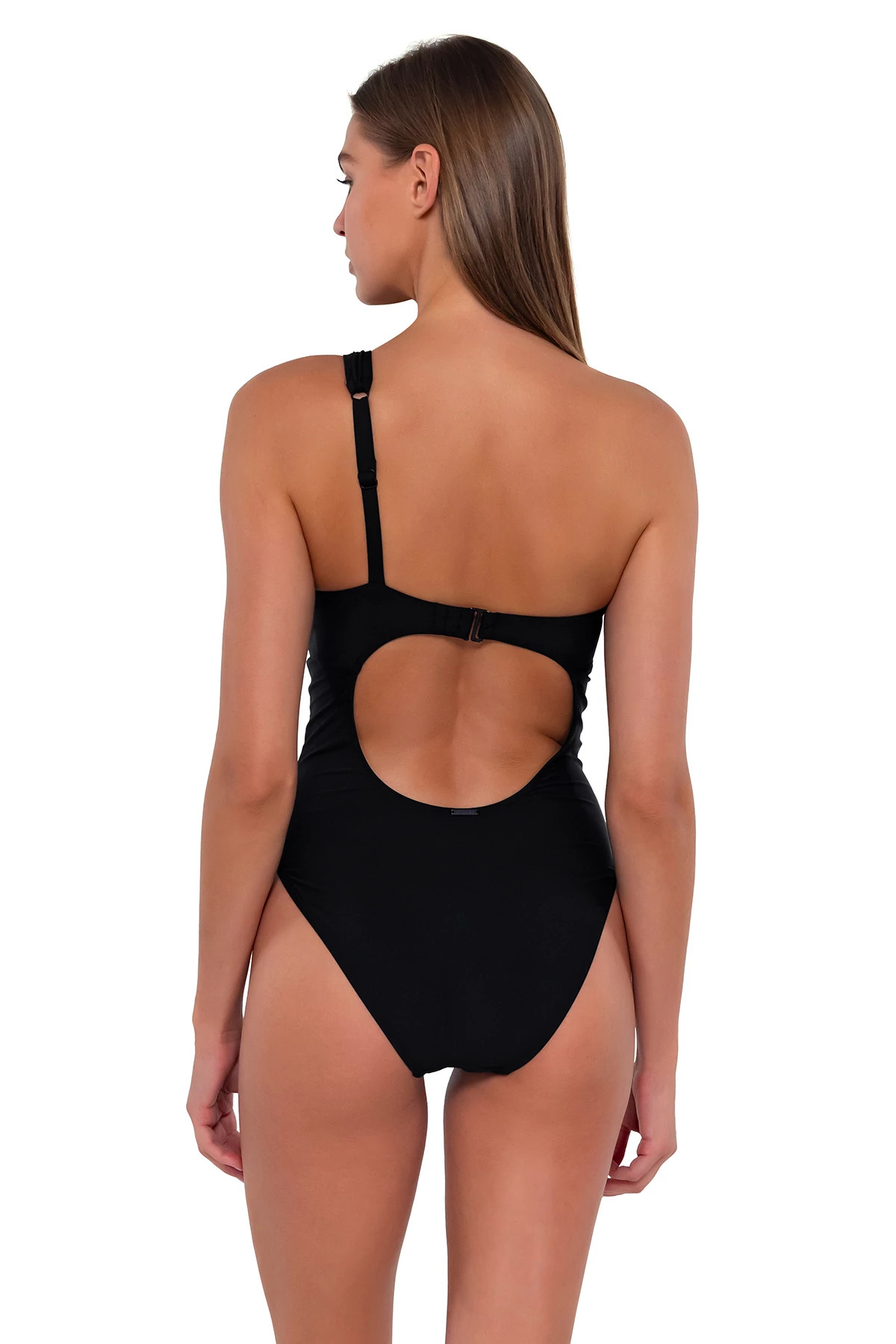 BLACK Ginger Asymmetrical One Piece Swimsuit image number 2