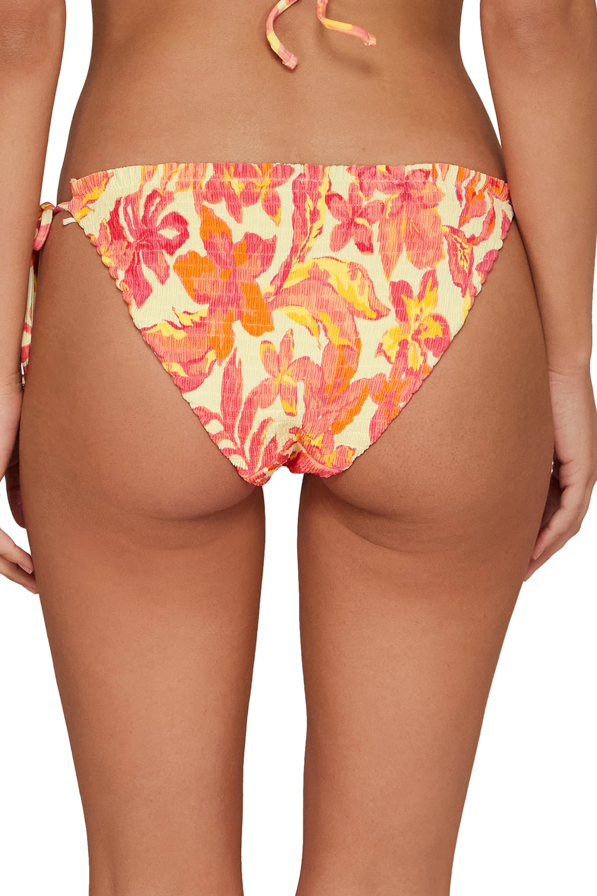 ISLAND CORAL CRINKLE RIB Kali Tie Side Hipster Bikini Bottom image number 2