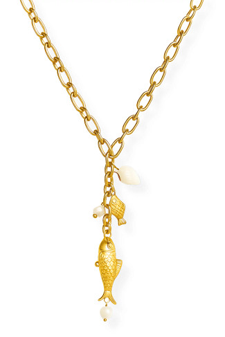 GOLD Amity Fish Lariat Necklace