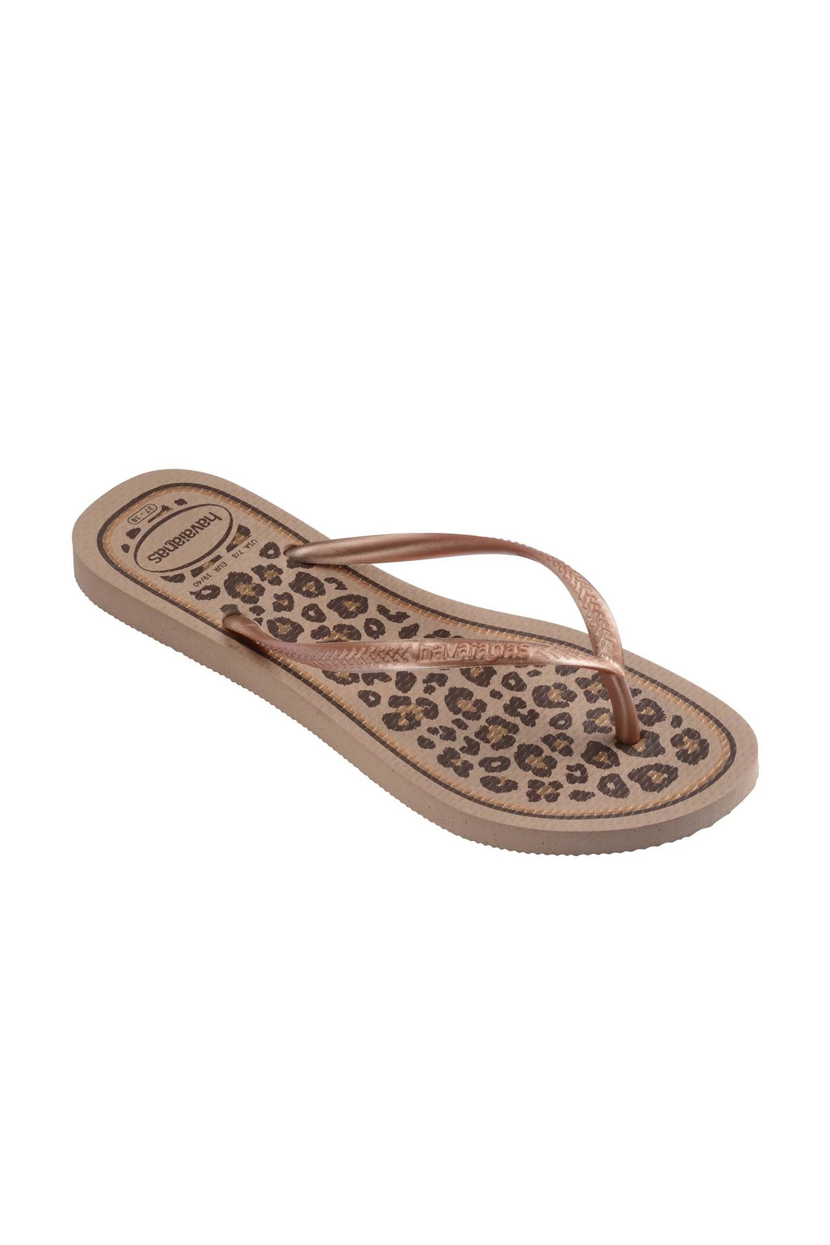 ROSE GOLD/ ROSE GOLD Animal Print Flip Flops image number 3