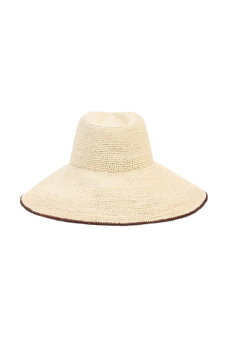 WALNUT/BLEACH Waverly Raffia Wide Brim Panama Hat
