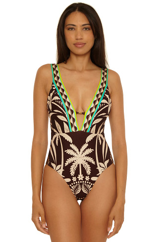 MULTI Syros Ribbed Plunge One Piece Swimsuit