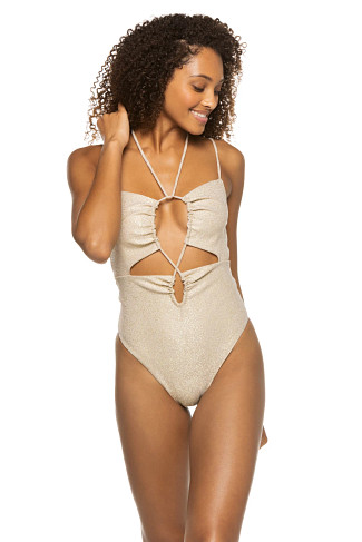 CHAMPAGNE Domino Multi-Way Plunge One Piece Swimsuit