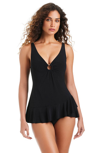 BLACK Ruffle Swim Dress