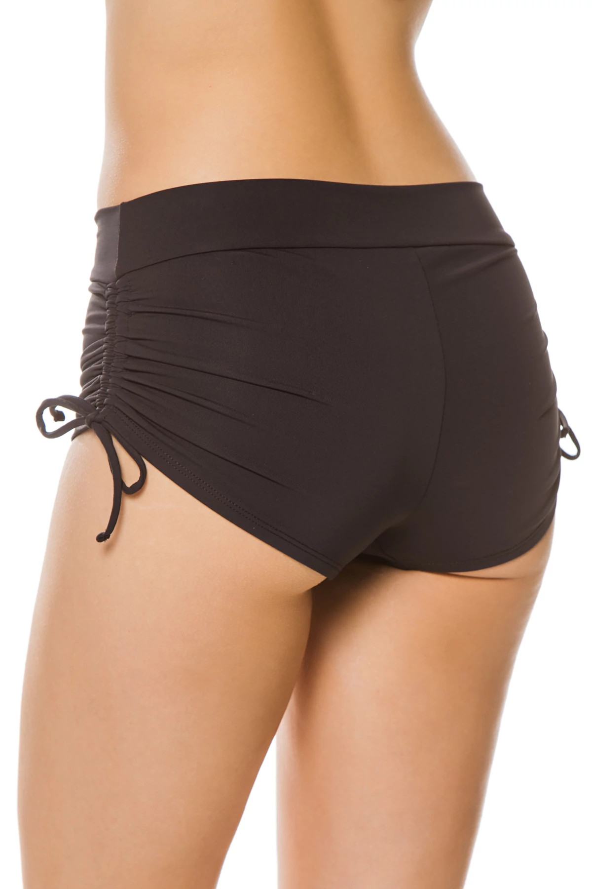 BLACK Adjustable Side Boyshort Bikini Bottom image number 3
