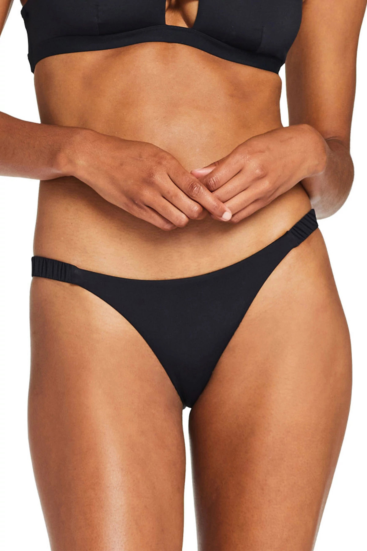 BLACK ECOLUX Zuri Tab Side Brazilian Bikini Bottom image number 1