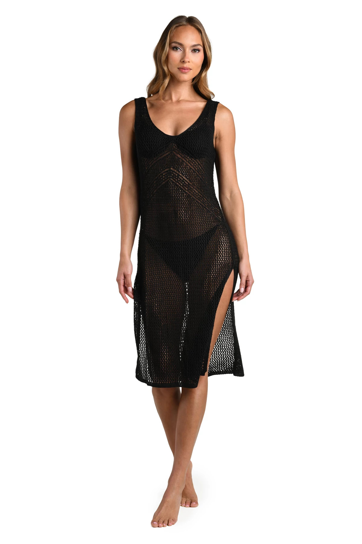 BLACK Pallas Crochet Midi Cover Dress image number 1