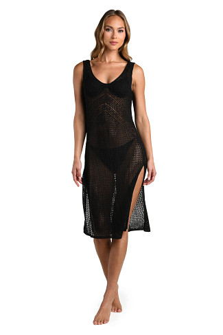 BLACK Pallas Crochet Midi Cover Dress