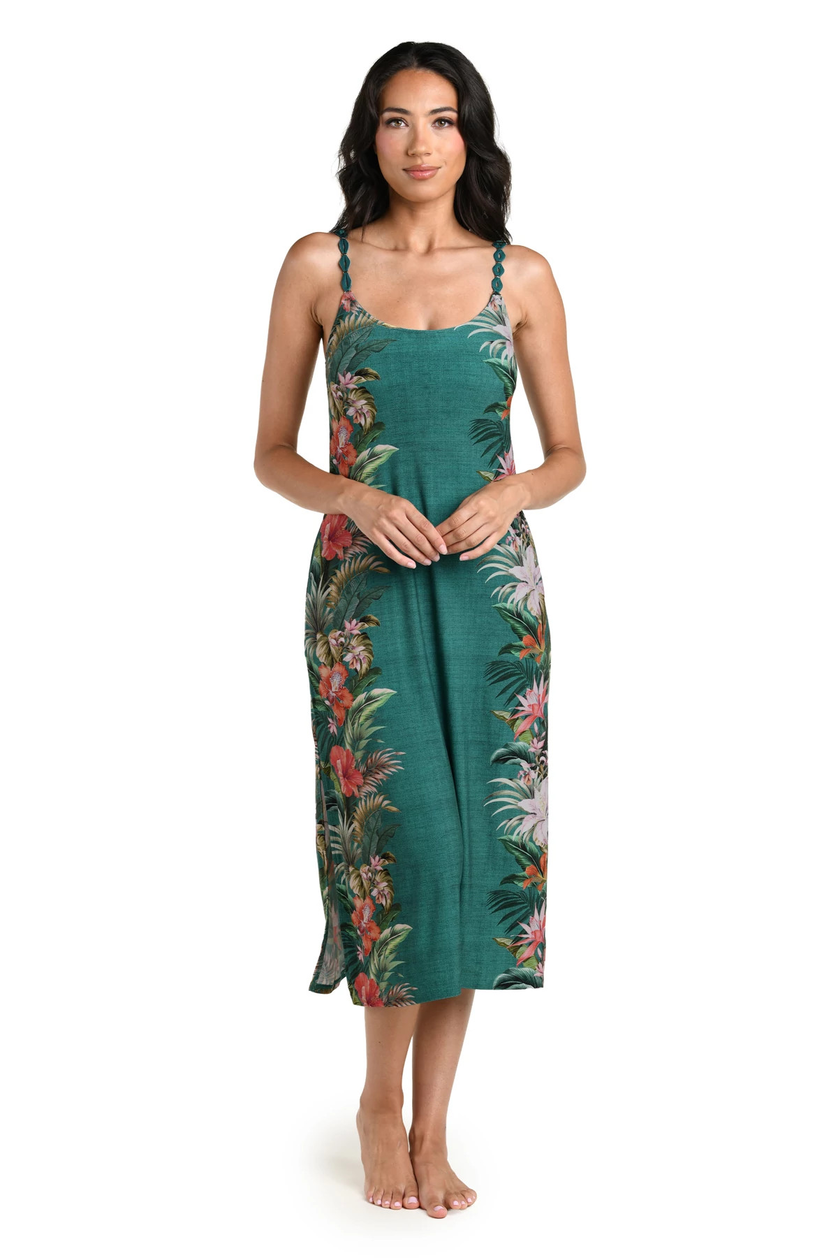 JUNGLE Palm Print Pocket Midi Dress image number 1